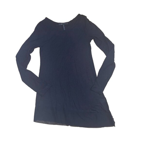 BCBGMaxAzria Tops - BCBGMAXAZRIA Women's Long Sleeves Asymmetrical Sheer Blouse Black Size XS